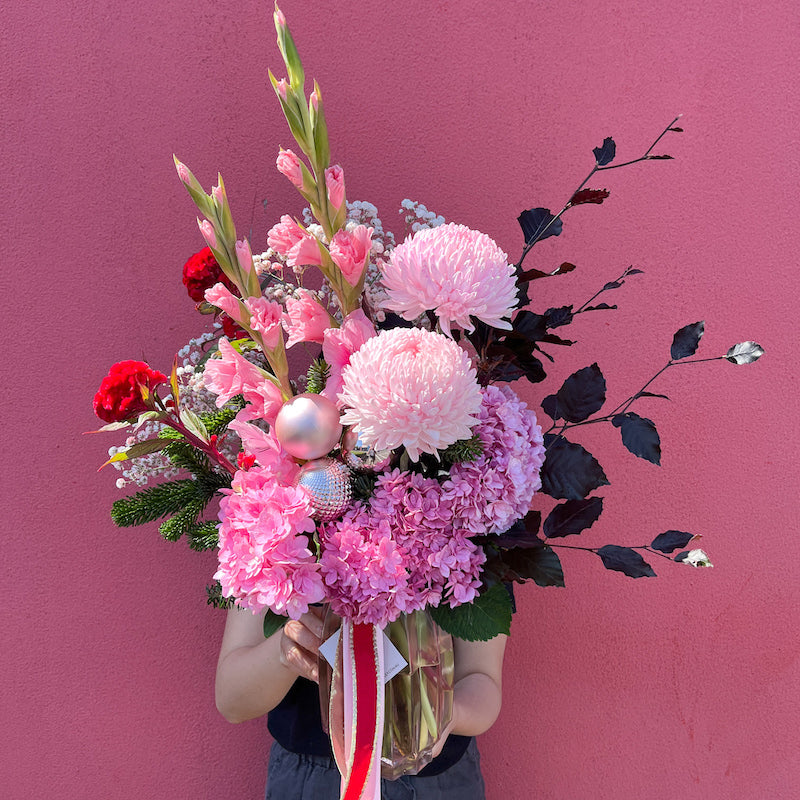 Pink Christmas flower arrangement