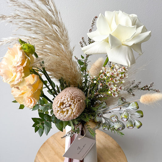 rustic boho flowers in a vase