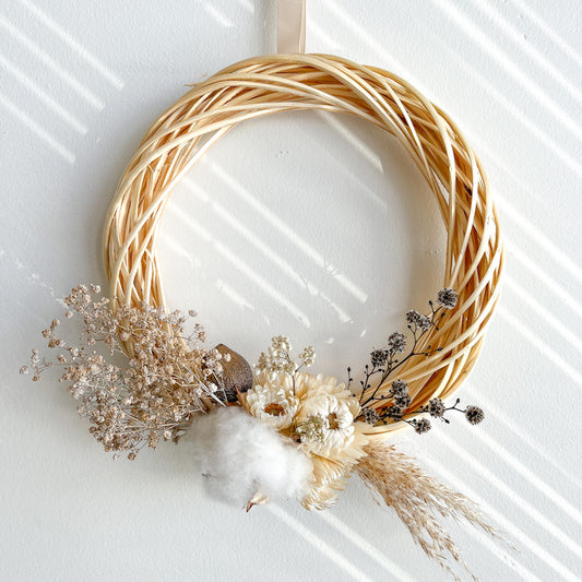 Neutral colour dried flower wreath